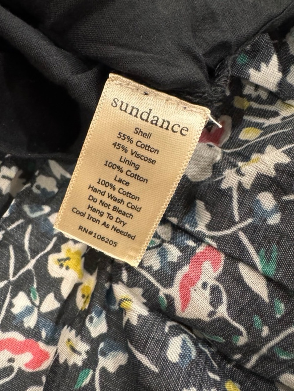 Sundance Black Floral Midi Dress with Crochet Yoke - Picture 3 of 10